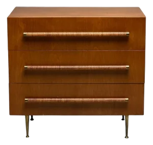 t.h Robsjohn-Gibbings, Widdicomb, Walnut, Cane, Brass, Cabinet, Usa, 1950s