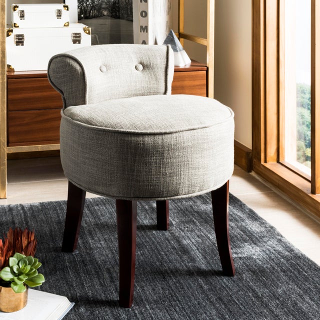2020s Vanity Stool in Stone & Cherry Mahogany For Sale - Image 5 of 6