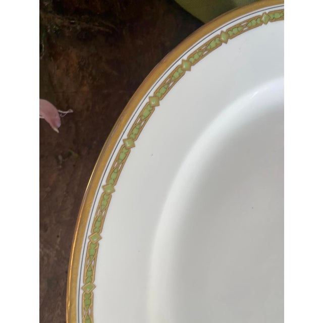 Metal Antique t.v. Tressemanes and Vogt Green Greek Key Pattern 6377 Platter Limoges France For Sale - Image 7 of 10