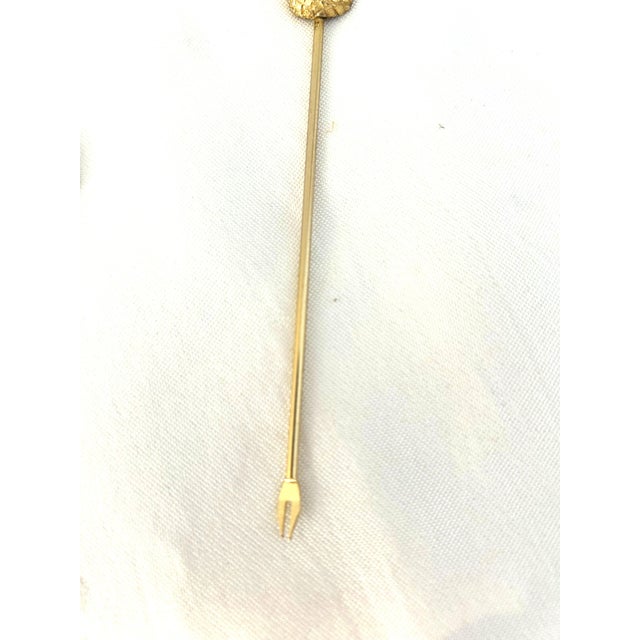 Art Deco Vintage Gold Finish Pineapple Appetizer Skewers, Set of 8 For Sale - Image 3 of 4