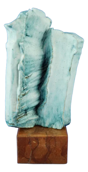 Modern Abstract Sculpture in Majolica Stoneware Ceramic with Marble Base by Giuseppe Rossicone, Italy, 1960s