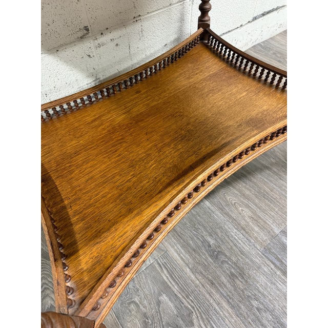 Antique Victorian Eastlake Solid Oak Hall Table Console Table Library Table For Sale - Image 11 of 17