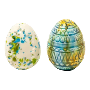 Mid 20th Century Ceramic Glazed Eggs- Set of 2