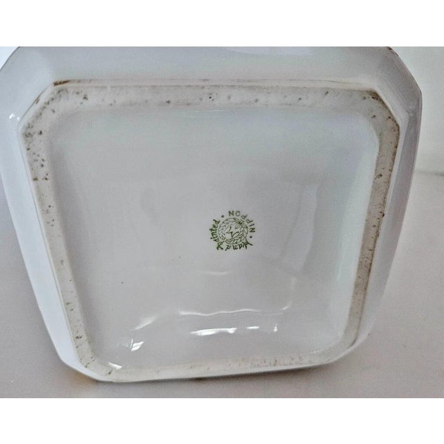 2000 - 2009 Antique Nippon Morimura Square Vase Hand Painted Floral Bird Motif 7.5" For Sale - Image 5 of 7