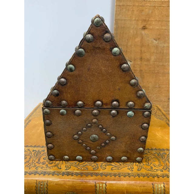 Mid 20th Century Mid 20th Century Vintage Cathedral Top Spanish Chest With Brass Fittings For Sale - Image 5 of 7