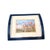 1970s MCM 3D Foil Art Deco Diorama Scene Mt Fuji Pink Cosmos Flower Concave Blue Frame For Sale - Image 14 of 17