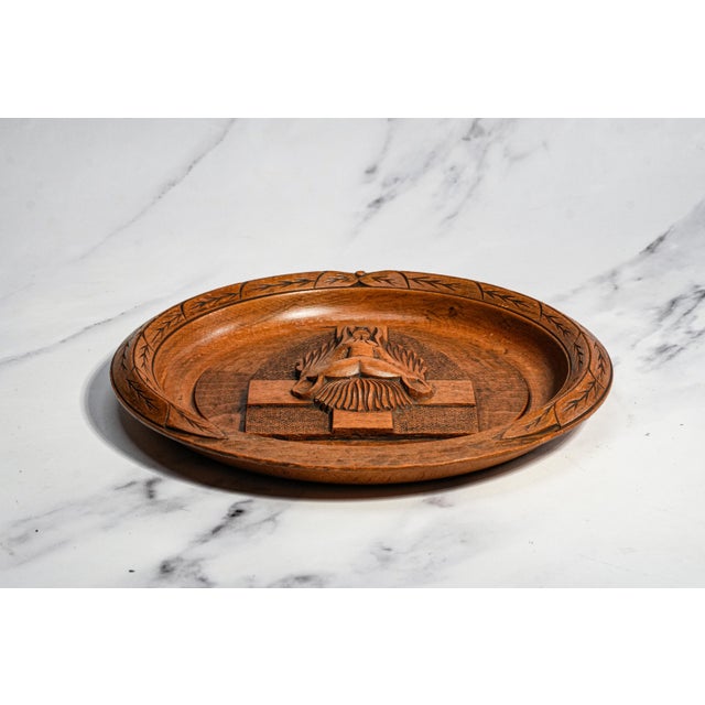 Hand Carved Lion Plaque Antique Victorian English Heraldic Wood Medallion Wall Home Decor For Sale - Image 10 of 13