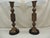 James Mont Large Brass Table Lamps on Wood Base - A Pair Tall brass lamps with Asian inscriptions and golden/copper finish...