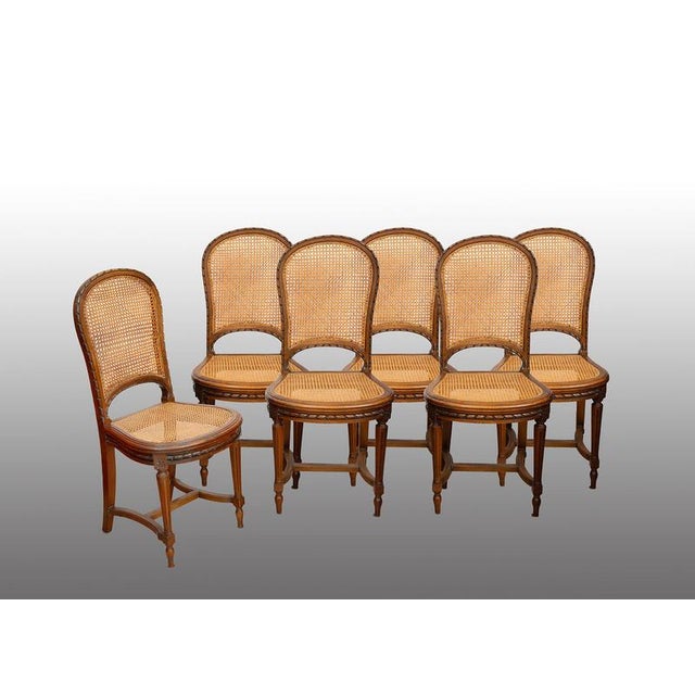 Antique Napoleon III Chairs in Walnut and Vienna Straw, 1800s, Set of 6 For Sale - Image 5 of 5