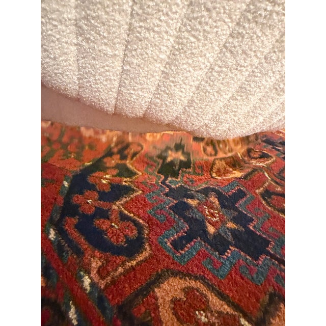 Cream Cream Color Channeled Swivel Arm Chairs With Wrapped Gold Tone Bases a Pair For Sale - Image 8 of 9