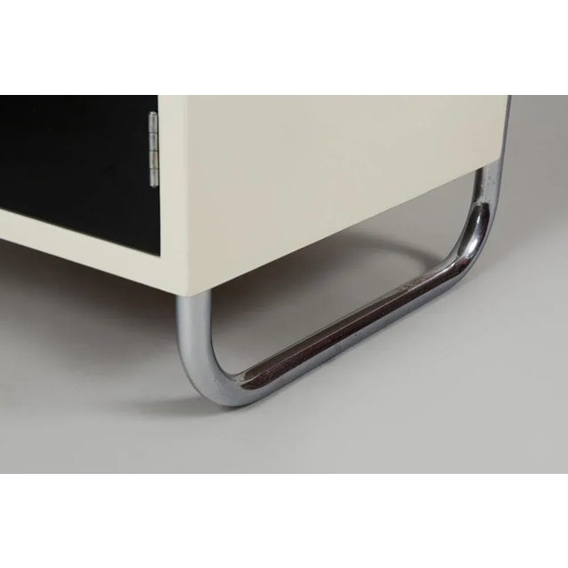 1940s Functionalist Black and White Bedside Tables by Vichr a Spol, Former Czechoslovakia, 1940s, Set of 2 For Sale - Image 5 of 6