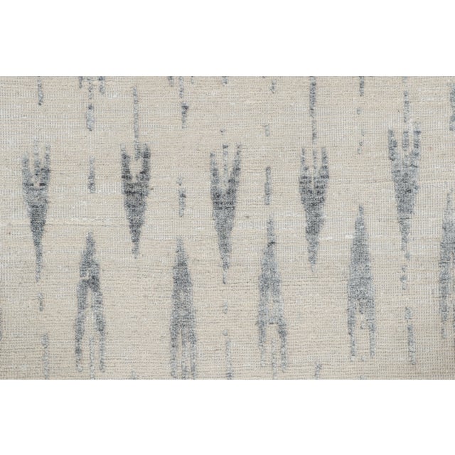 Contemporary Contemporary Distressed Block Print Ikat Natural Silk Runner by Rug & Kilim, India For Sale - Image 3 of 8