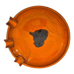 Large Mid-Century Danish Studio Pottery in Bright Orange Glaze Brutalist 1960s