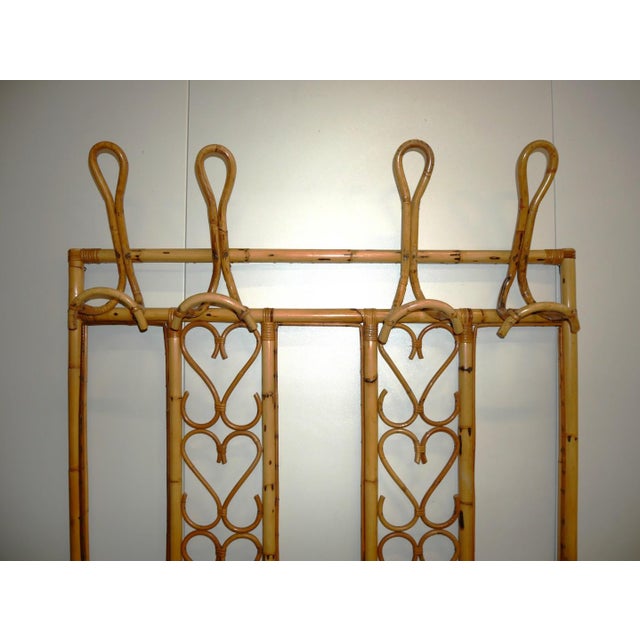 Vintage Bamboo and Wicker Wall Coat Rack Bamboo and Wicker Wall Coat Rack Vintage Italian Modernist, 1960s/70s Wheat...