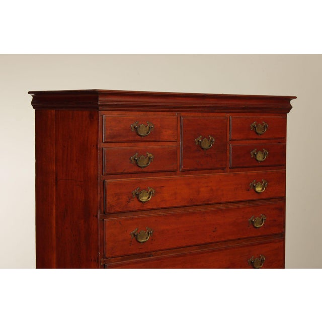 Late 18th Century Antique American Chippendale Period Cherry Tall Chest Of Drawers For Sale - Image 5 of 18