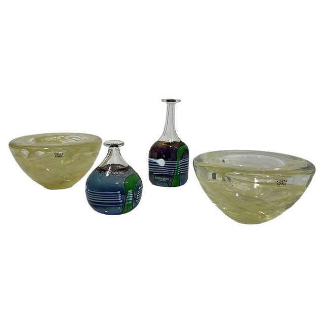 Glass Glassware by Vallien and Ehrner for Kosta Boda, 1980-1990s, Set of 4 For Sale - Image 7 of 7