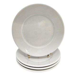 1980s Apilco France Classic Whiteware Rimmed Luncheon Plates, Set of 4 For Sale