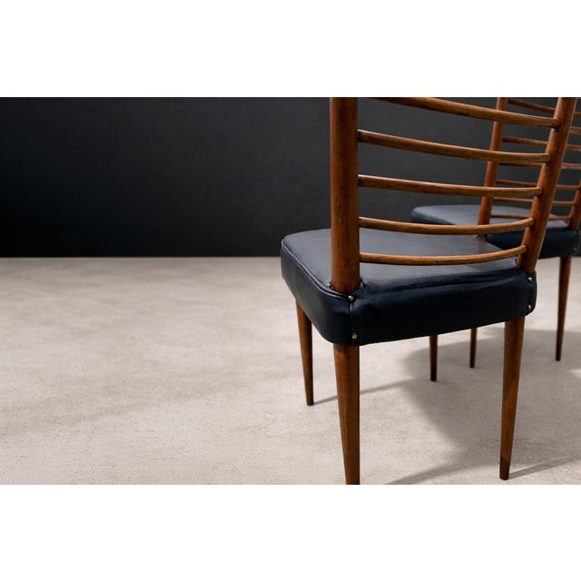 1950s Set of 2 Chairs in Hardwood & Leather, Joaquim Tenreiro, 1950s - Lot 337A For Sale - Image 5 of 8