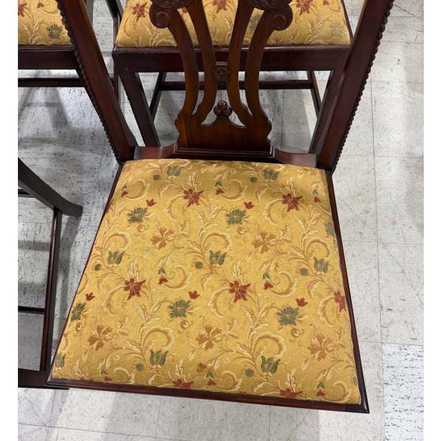 Chippendale 1960s Set of 6 Maitland Smith Hickory Chair Chippendale Mahogany Dining Chairs For Sale - Image 3 of 12