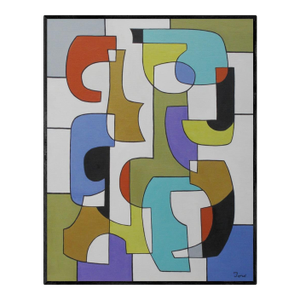 "Meanwhile"/Geometric Oil Painting/by Trish Toro, Framed