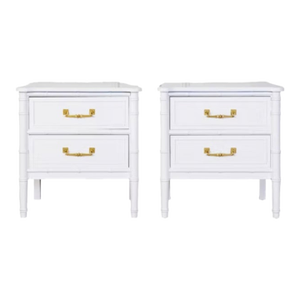 1960s Pair of Vintage Henry Link Bali Hai Nightstands Lacquered White