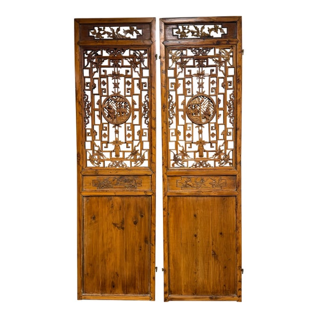 Chinese Vintage Carved Panels, Pair For Sale
