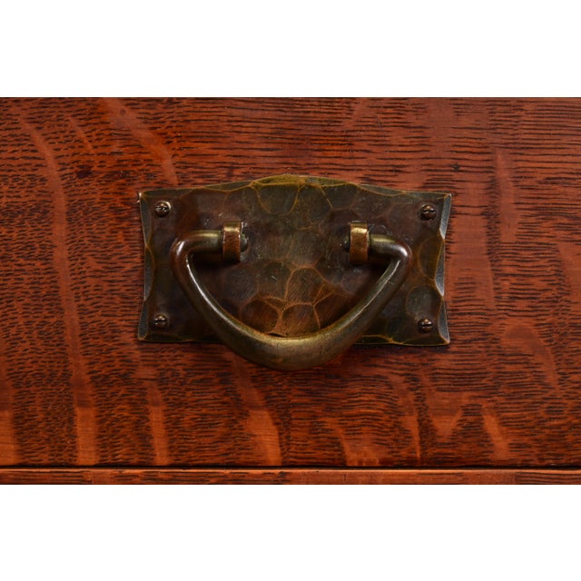 Brown Gustav Stickley Antique Mission Oak Arts & Crafts Strap Hinge Sideboard, Circa 1910 For Sale - Image 8 of 15