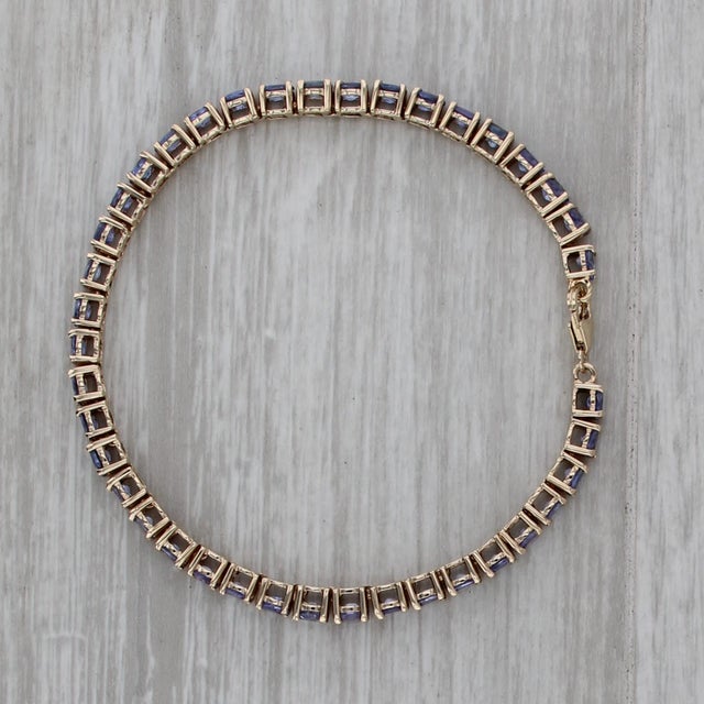 Purple 7.95ctw Tanzanite Tennis Bracelet 10k Yellow Gold 7.25" 3.8mm Coa Tomas Rae For Sale - Image 8 of 9