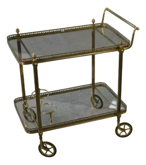 Neoclassical Brass and Glass Serving Trolley by Maison Jansen, 1960s