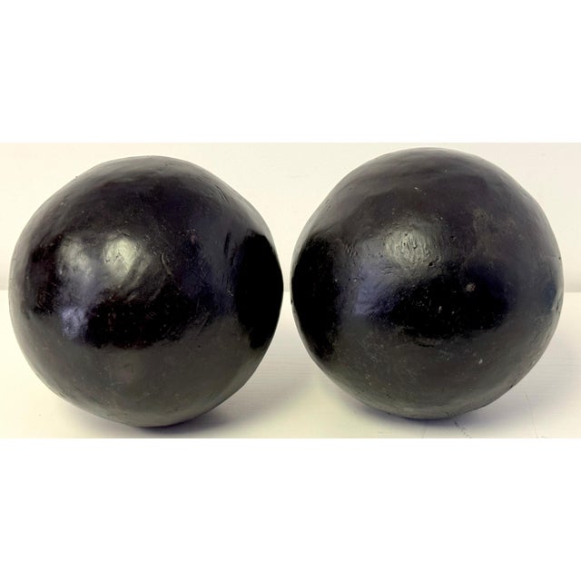 Pair of Modern Artisan Bronze Garden 8" Balls/Spheres, Late 20th Century For Sale - Image 12 of 18
