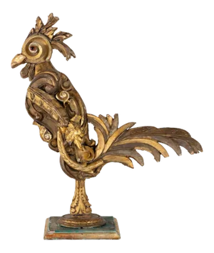 Gilded Fragment Rooster Sculpture