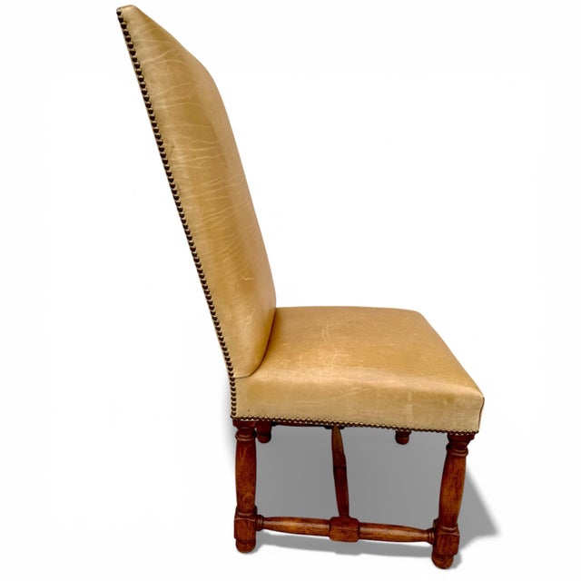 Rose Tarlow Rose Tarlow Louis XIII Leather Dining Side Chairs- A Set of 8 For Sale - Image 4 of 13