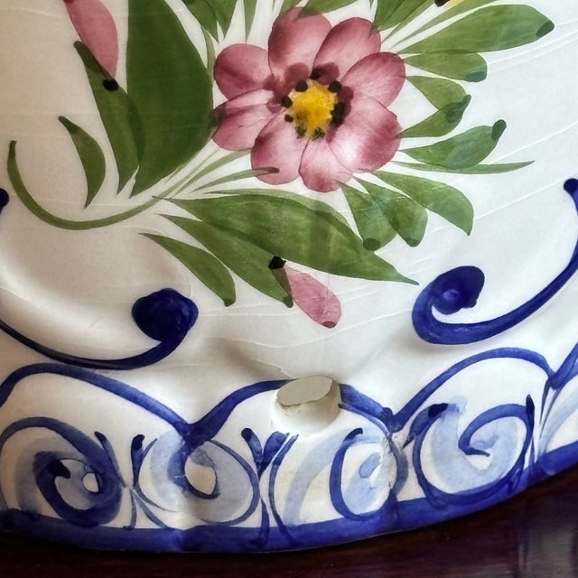 Mid 20th Century Mid-20th Century RCCL Portugal Ceramic Cachepot & Saucer For Sale - Image 5 of 12