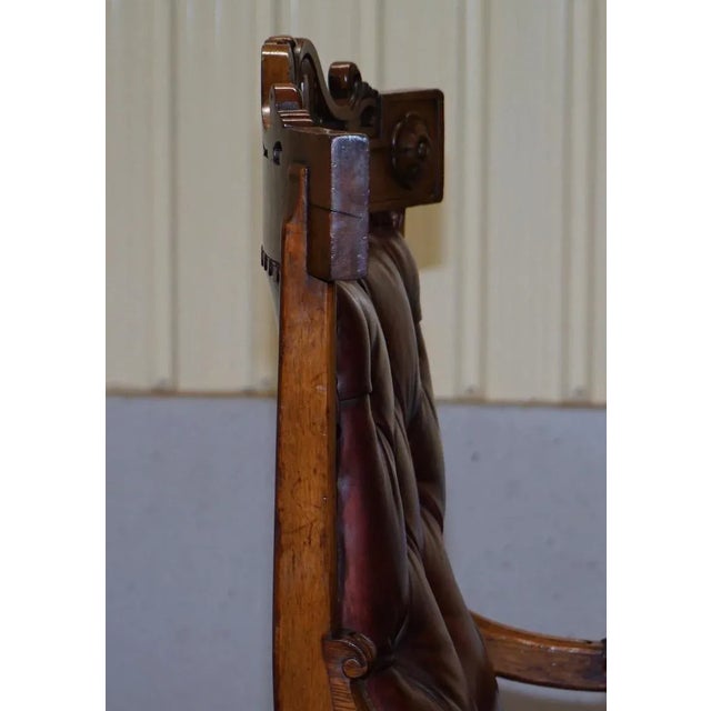 English Estate Oxblood Leather Throne Armchair, 1840s For Sale - Image 14 of 18