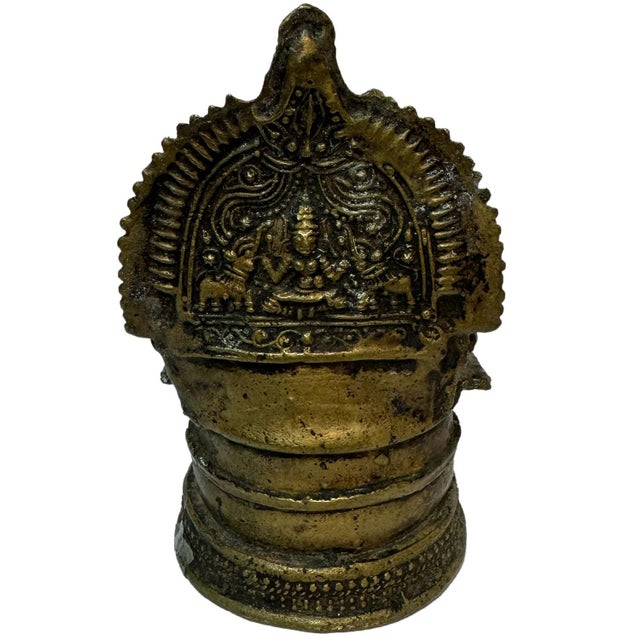 1990s Brass Oil Lamp With Embossed "Laxmi" Deity of Wealth & Prosperity For Sale In Houston - Image 6 of 9