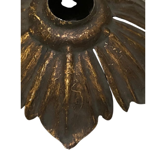 6” diameter 1” hole 3” tall This beautifully detailed vintage piece showcases a captivating flower, crafted from a solid...