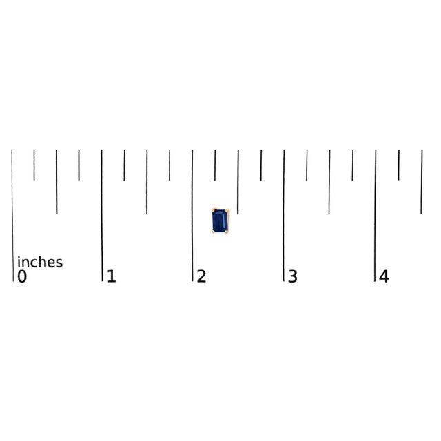 Early 21st Century 14K Yellow Gold 6x4MM Emerald Shaped Sapphire Solitaire Stud Earrings For Sale - Image 5 of 5