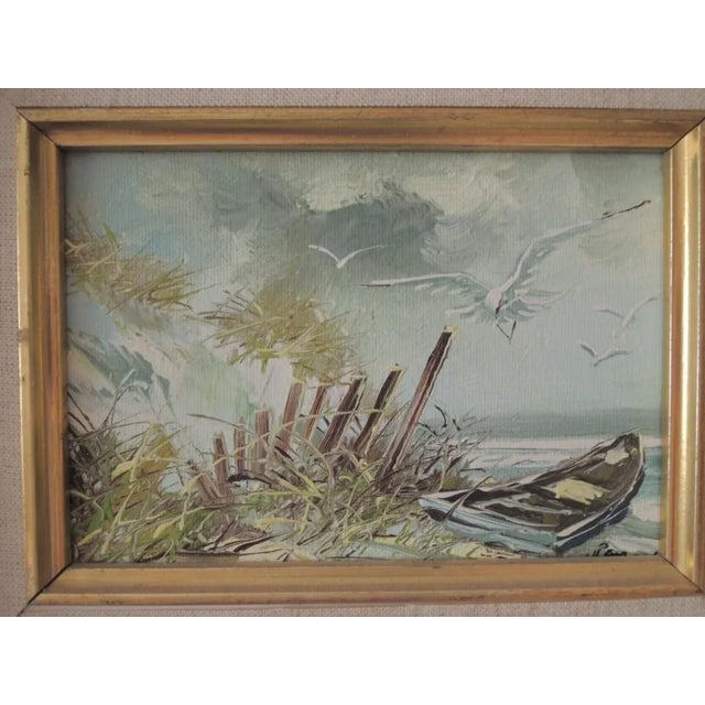 Blue Mid 20th Century California Seascape Oil Painting by Panetere, Framed For Sale - Image 8 of 10