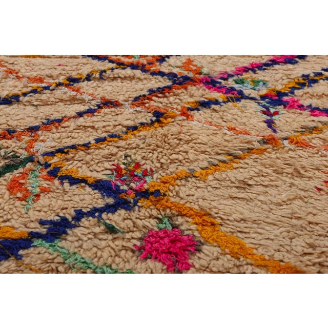 Berber Tribes of Morocco Colorful Vintage Moroccan Azilal Rug - 04'01 X 08'08 For Sale - Image 4 of 9
