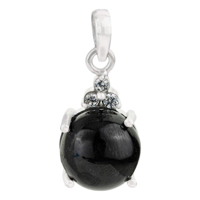 Timeless Black Star & Zircon Pendant in 925 Sterling Silver For Sale