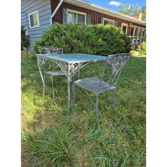 Vintage Wrought Iron Patio Set Attributed to Woodard Furniture's Orleans Collection For Sale In Denver - Image 6 of 13