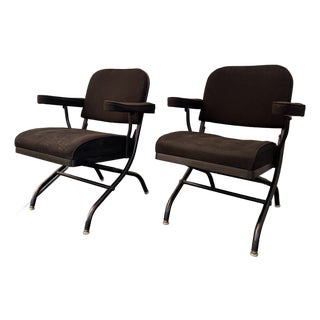 1940s Pair of Art Deco Warren McArthur for Mayfair Industries Folding Armchairs For Sale