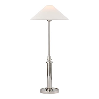 J. Randall Powers by Visual Comfort Signature Hargett Buffet Lamp in Polished Nickel with Linen Shade For Sale