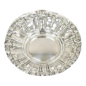 Early 20th Century Vintage William Adams Spain Victorian Silver Plated Repousse Fruit Bowl Basket