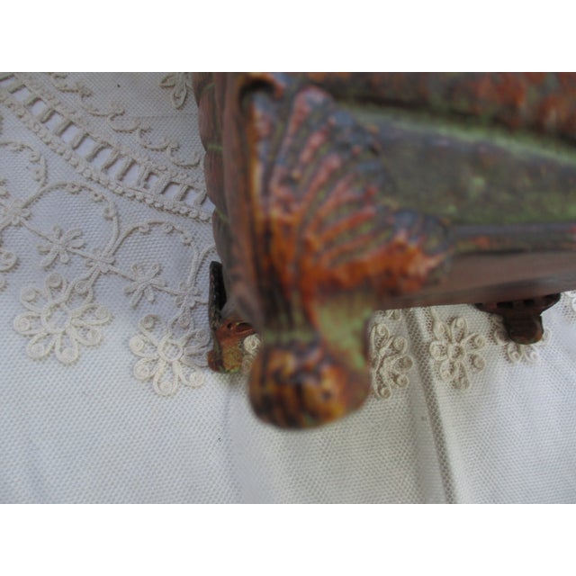 1990s Vintage Deep Bronze & Green Metal Tropical Leaf Wastebasket For Sale - Image 5 of 7