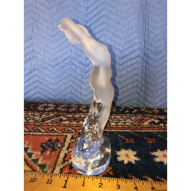 Transparent Mid 20th Century Lalique Frosted Art Noveau Crystal Sculpture of a Nude Dancer For Sale - Image 8 of 9