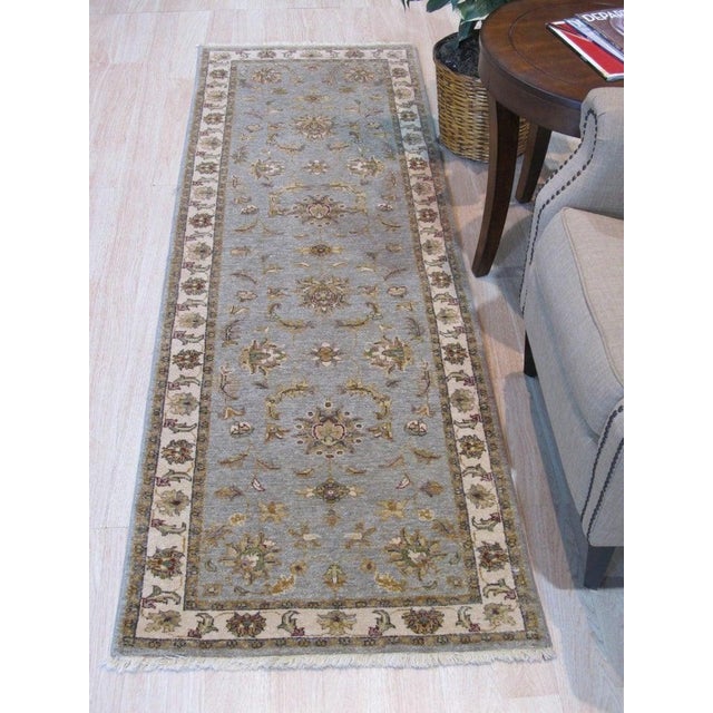 2020s 8x10 Gray Hand-Knotted Wool Floral Border Accented Traditional Carpet Rug For Sale - Image 5 of 5