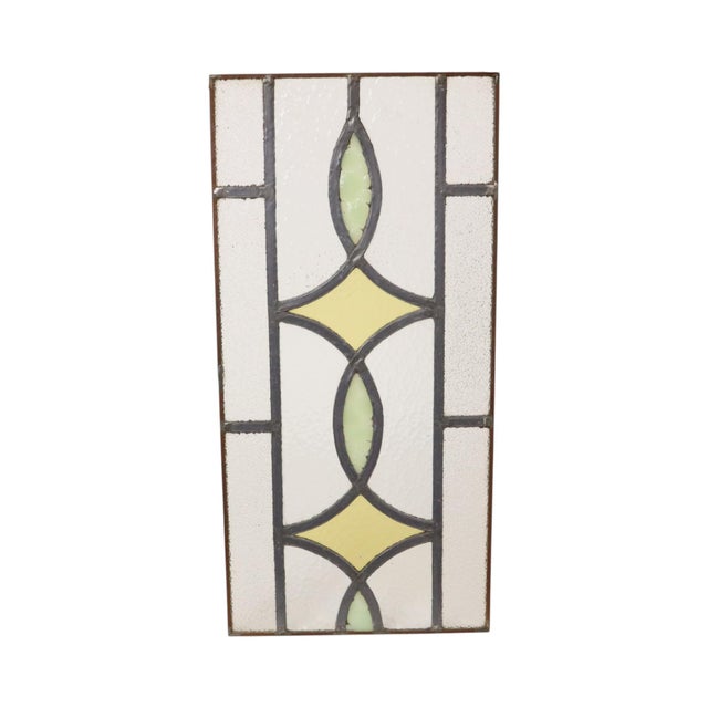 Art Deco Geometric Stained Glass Window, Set of 2 For Sale - Image 10 of 15