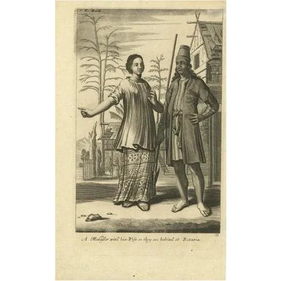Mid 18th Century A Makasser Man with His Wife, 1744, Paper For Sale - Image 5 of 5