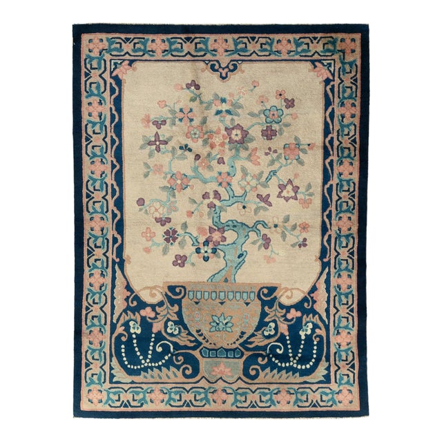 Galerie Shabab Collection Mid-20th Century Handmade Chinese Art Deco Accent Rug For Sale